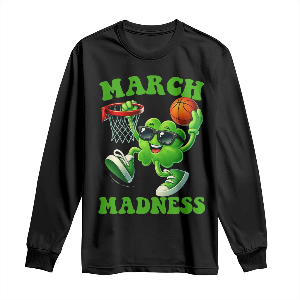 Basketball St Patricks Day Long Sleeve Shirt Mad Madness Irish Shamrock Playing Basketball Player Team Boys