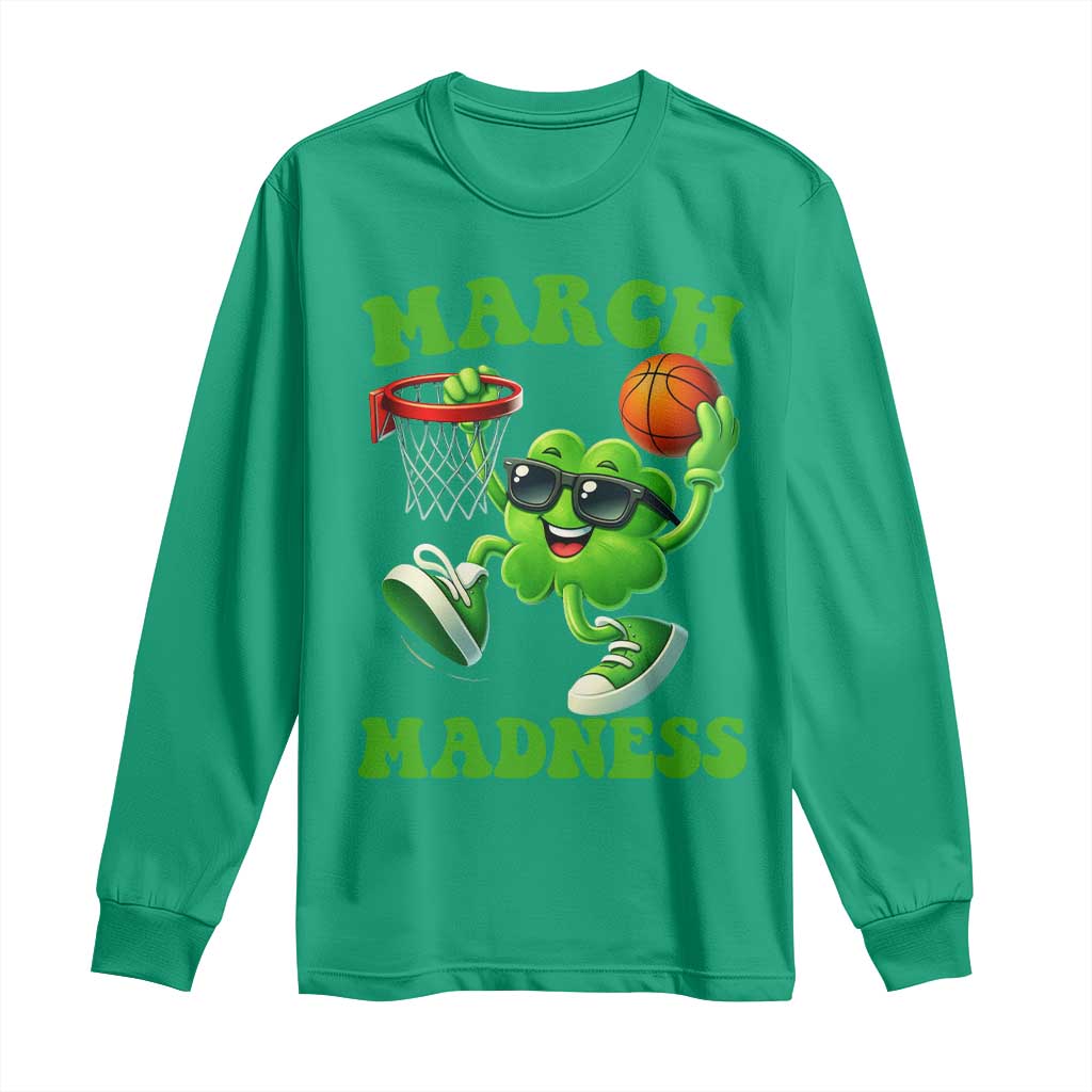 Basketball St Patricks Day Long Sleeve Shirt Mad Madness Irish Shamrock Playing Basketball Player Team Boys