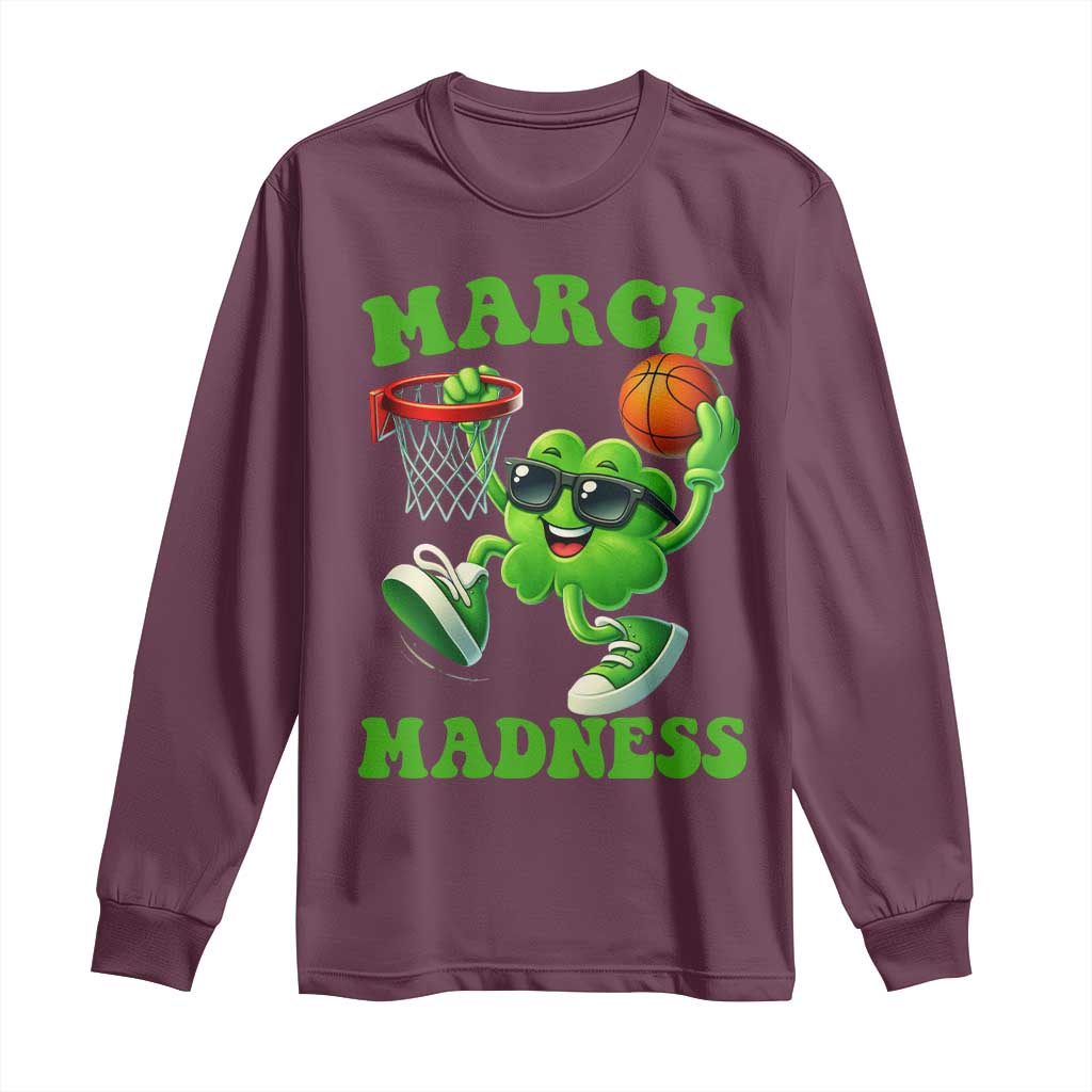 Basketball St Patricks Day Long Sleeve Shirt Mad Madness Irish Shamrock Playing Basketball Player Team Boys