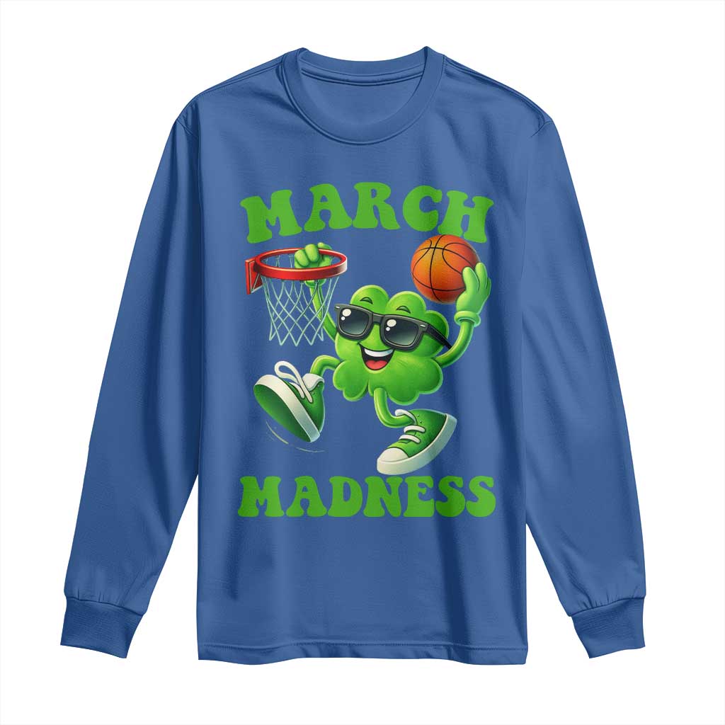 Basketball St Patricks Day Long Sleeve Shirt Mad Madness Irish Shamrock Playing Basketball Player Team Boys