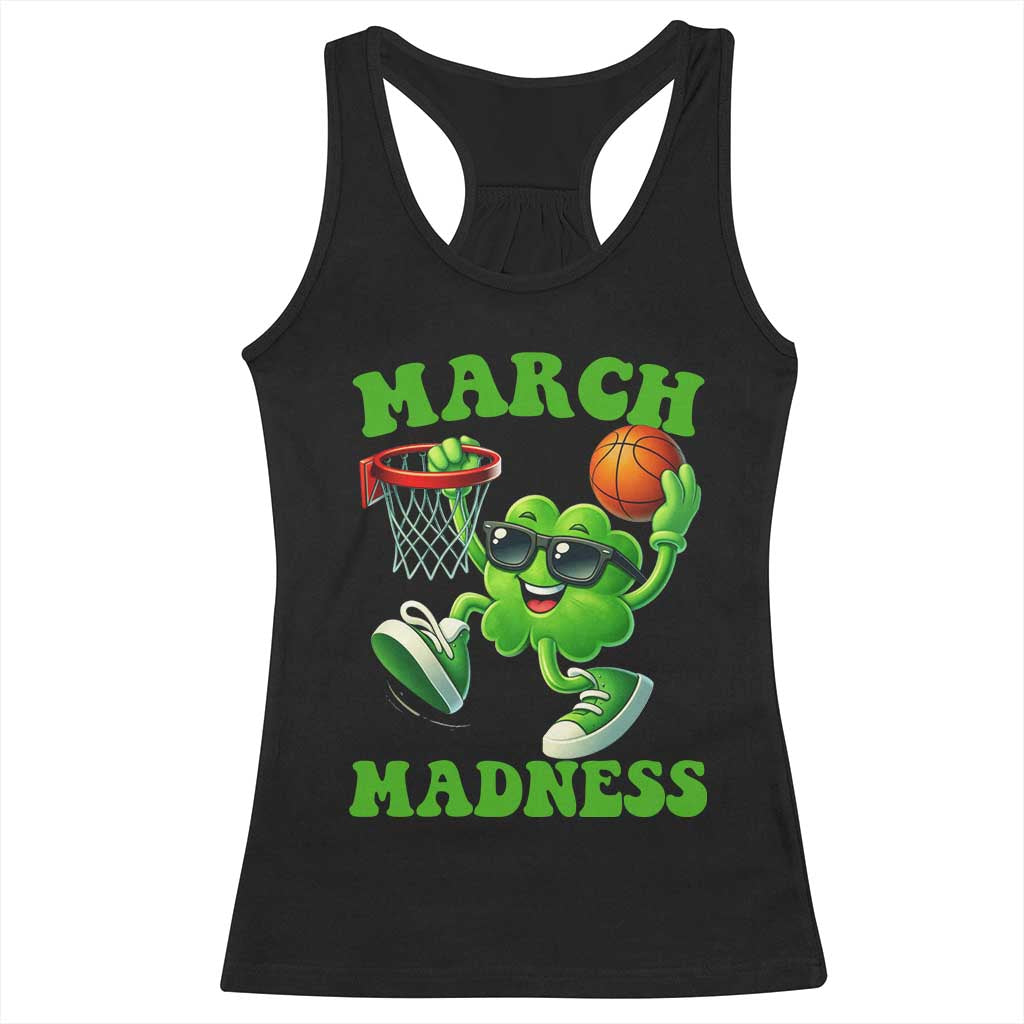 Basketball St Patricks Day Racerback Tank Top Mad Madness Irish Shamrock Playing Basketball Player Team Boys