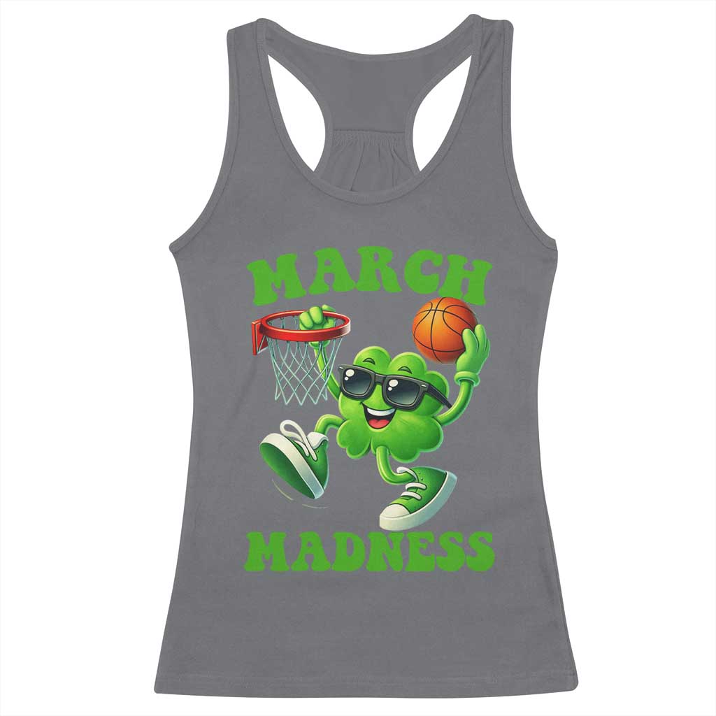Basketball St Patricks Day Racerback Tank Top Mad Madness Irish Shamrock Playing Basketball Player Team Boys