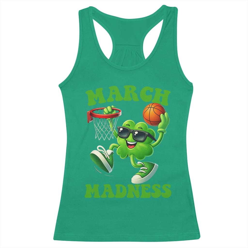 Basketball St Patricks Day Racerback Tank Top Mad Madness Irish Shamrock Playing Basketball Player Team Boys