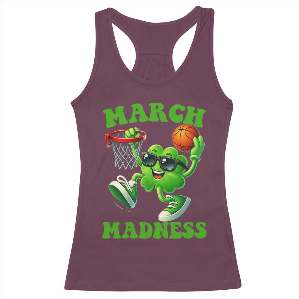 Basketball St Patricks Day Racerback Tank Top Mad Madness Irish Shamrock Playing Basketball Player Team Boys