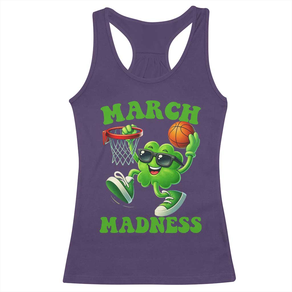 Basketball St Patricks Day Racerback Tank Top Mad Madness Irish Shamrock Playing Basketball Player Team Boys