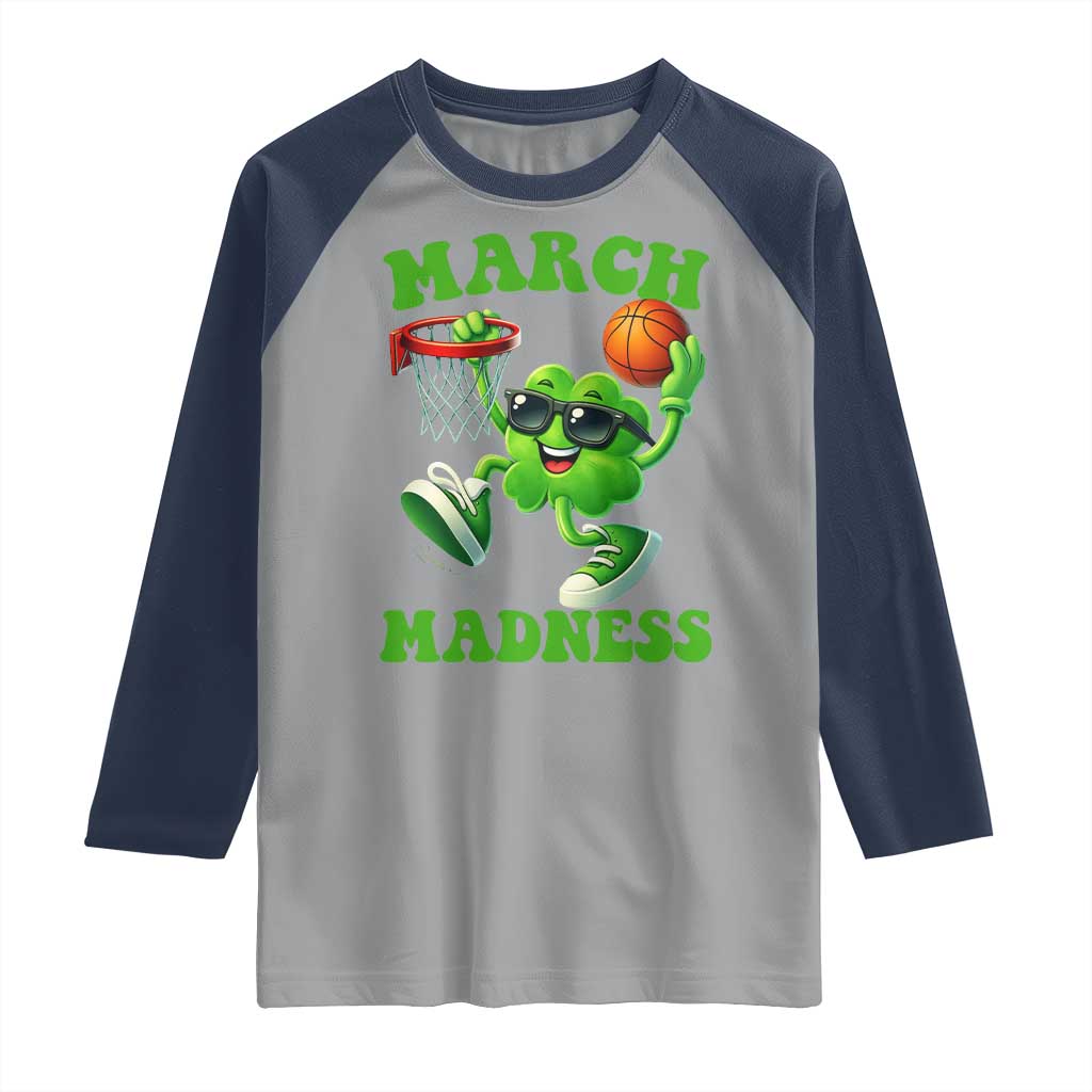 Basketball St Patricks Day Raglan Shirt Mad Madness Irish Shamrock Playing Basketball Player Team Boys