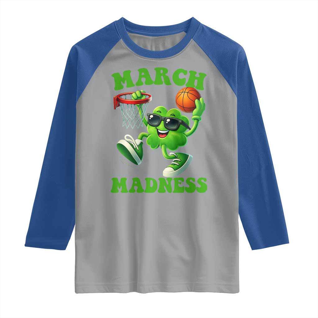 Basketball St Patricks Day Raglan Shirt Mad Madness Irish Shamrock Playing Basketball Player Team Boys