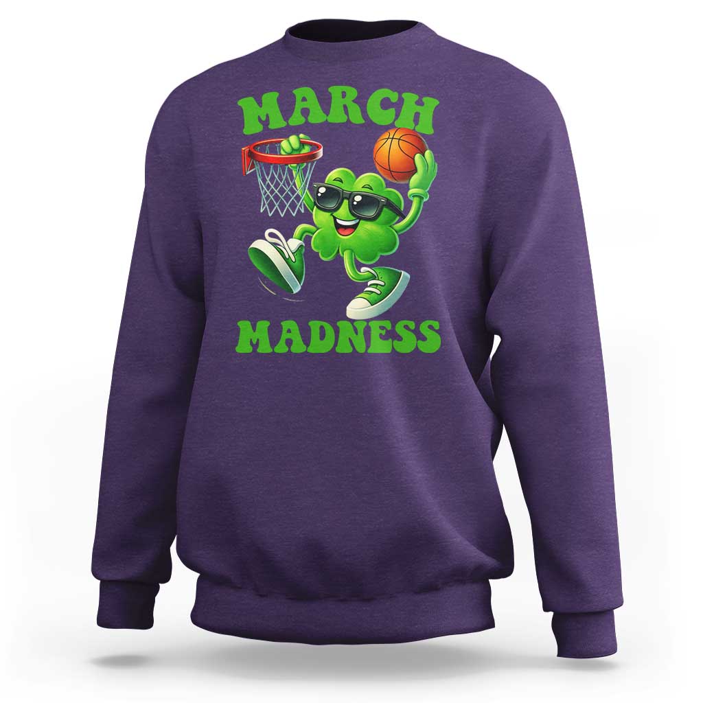 Basketball St Patricks Day Sweatshirt Mad Madness Irish Shamrock Playing Basketball Player Team Boys