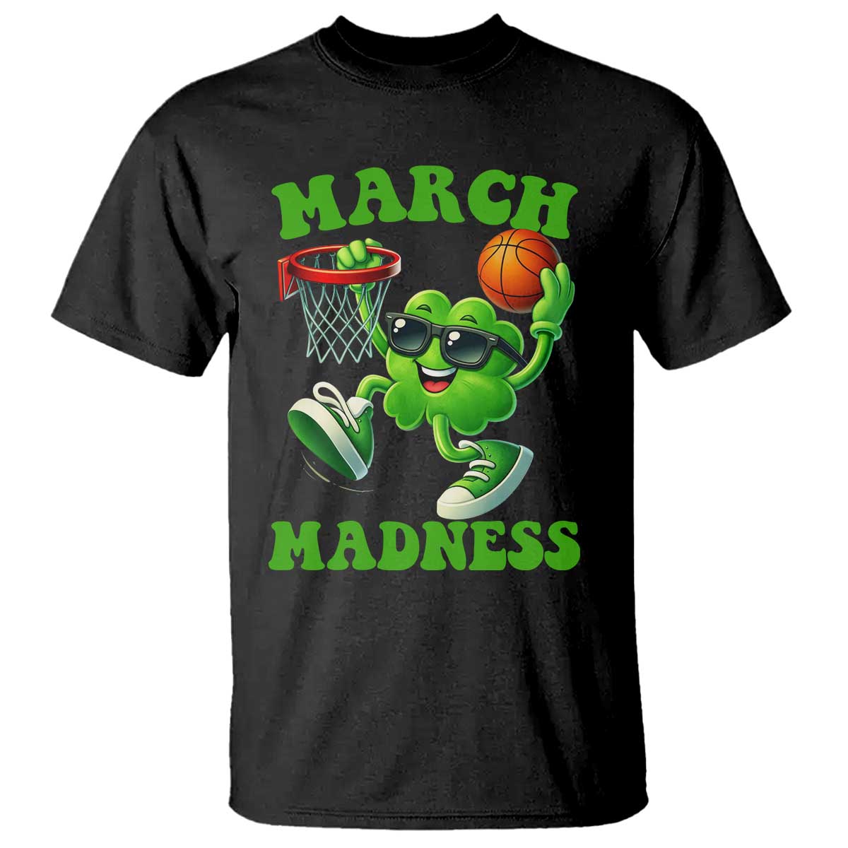 Basketball St Patricks Day T Shirt Mad Madness Irish Shamrock Playing Basketball Player Team Boys