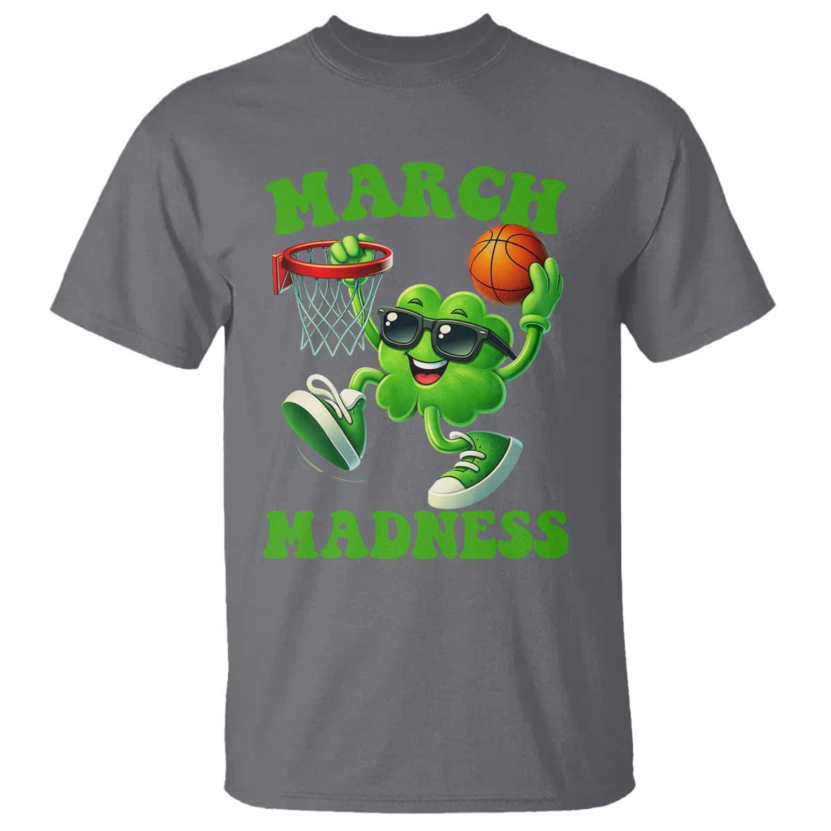 Basketball St Patricks Day T Shirt Mad Madness Irish Shamrock Playing Basketball Player Team Boys