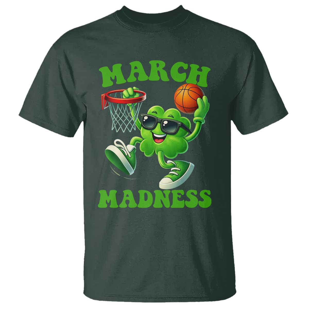 Basketball St Patricks Day T Shirt Mad Madness Irish Shamrock Playing Basketball Player Team Boys