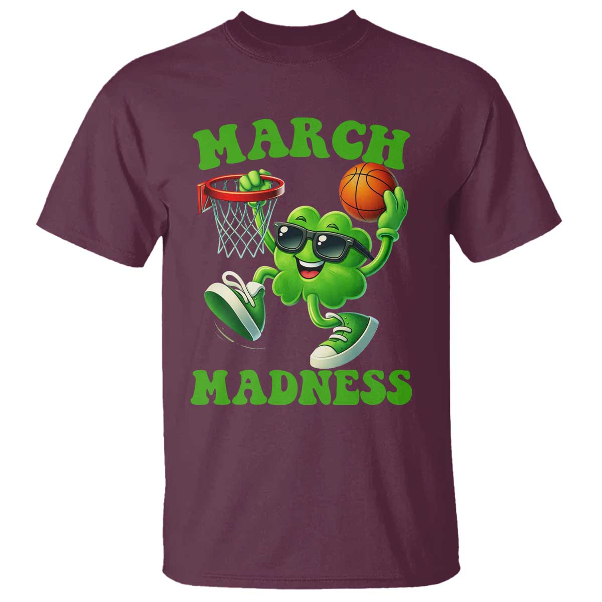 Basketball St Patricks Day T Shirt Mad Madness Irish Shamrock Playing Basketball Player Team Boys