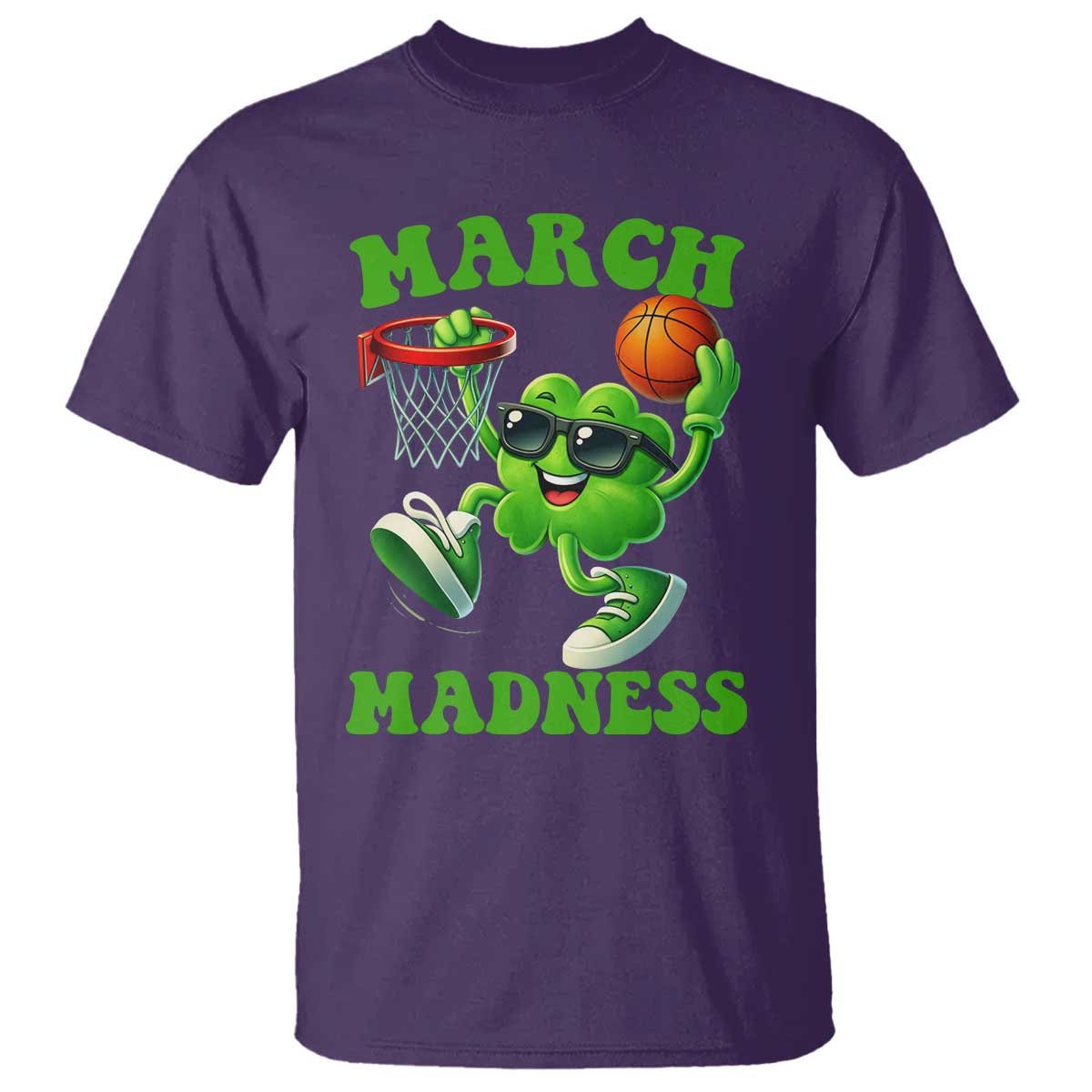 Basketball St Patricks Day T Shirt Mad Madness Irish Shamrock Playing Basketball Player Team Boys