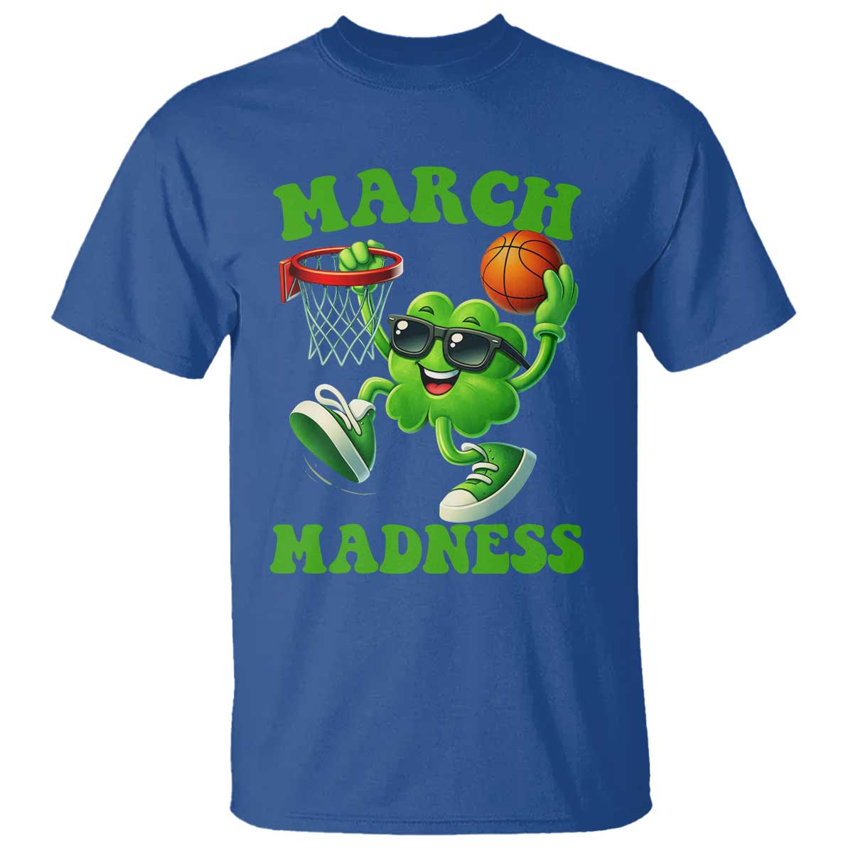 Basketball St Patricks Day T Shirt Mad Madness Irish Shamrock Playing Basketball Player Team Boys