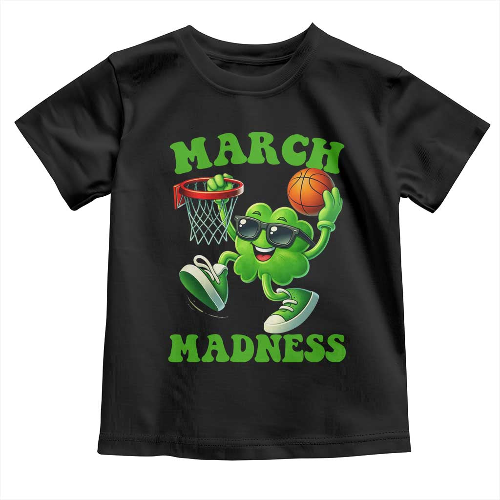 Basketball St Patricks Day Toddler T Shirt Mad Madness Irish Shamrock Playing Basketball Player Team Boys