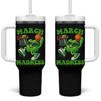 Basketball St Patricks Day Tumbler With Handle Mad Madness Irish Shamrock Playing Basketball Player Team Boys