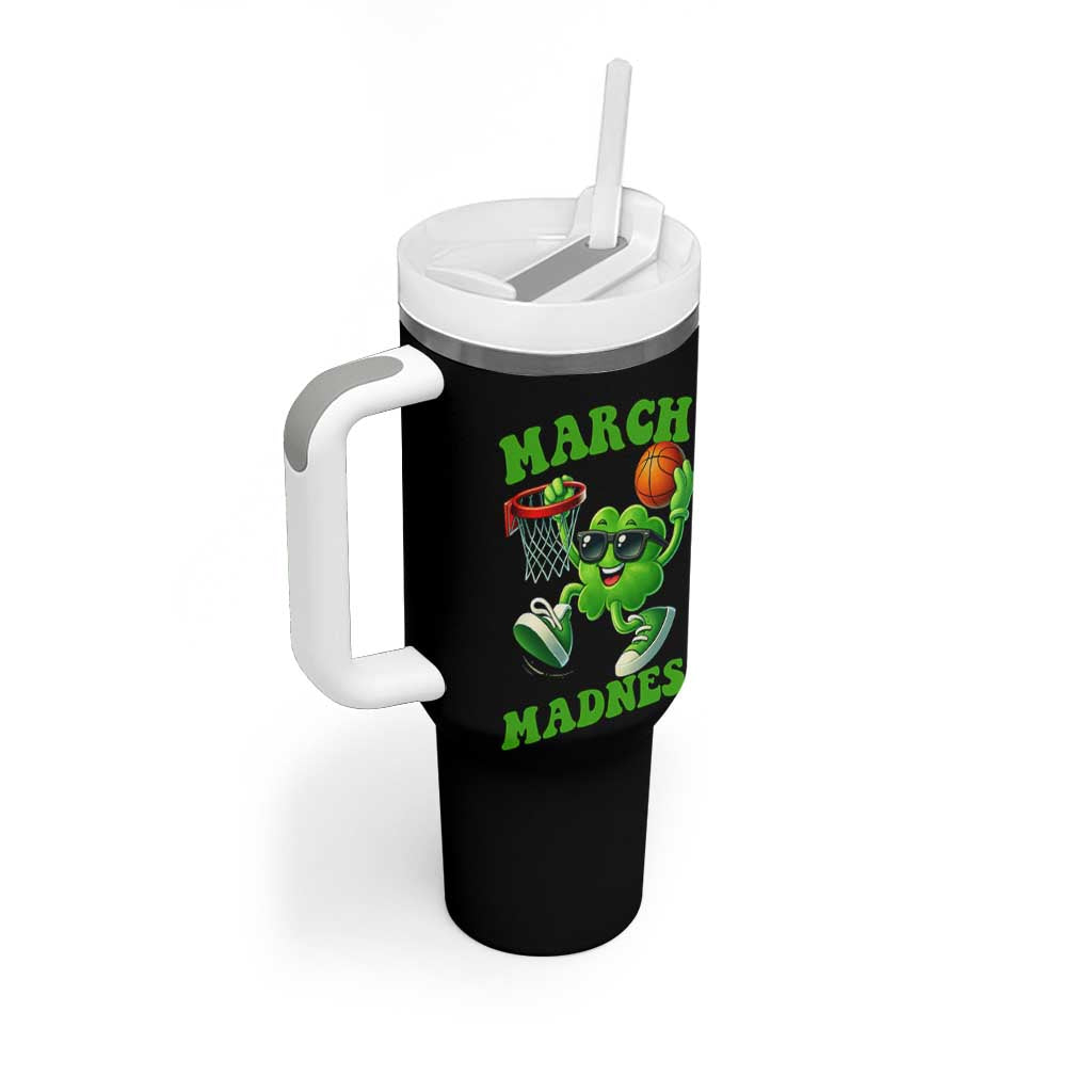 Basketball St Patricks Day Tumbler With Handle Mad Madness Irish Shamrock Playing Basketball Player Team Boys