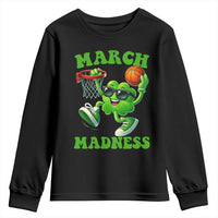 Basketball St Patricks Day Youth Sweatshirt Mad Madness Irish Shamrock Playing Basketball Player Team Boys