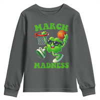 Basketball St Patricks Day Youth Sweatshirt Mad Madness Irish Shamrock Playing Basketball Player Team Boys