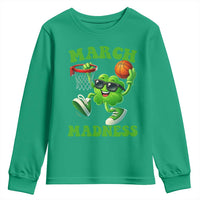 Basketball St Patricks Day Youth Sweatshirt Mad Madness Irish Shamrock Playing Basketball Player Team Boys