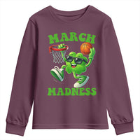 Basketball St Patricks Day Youth Sweatshirt Mad Madness Irish Shamrock Playing Basketball Player Team Boys