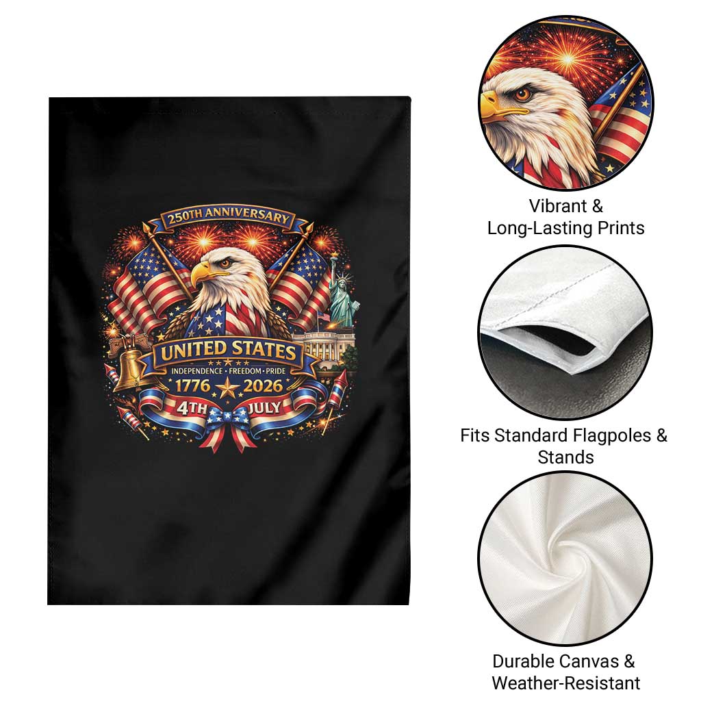 250 Years Of Freedom America Garden Flag USA Independence 250th Anniversary 1776 2026 Patriotic Eagle Flag