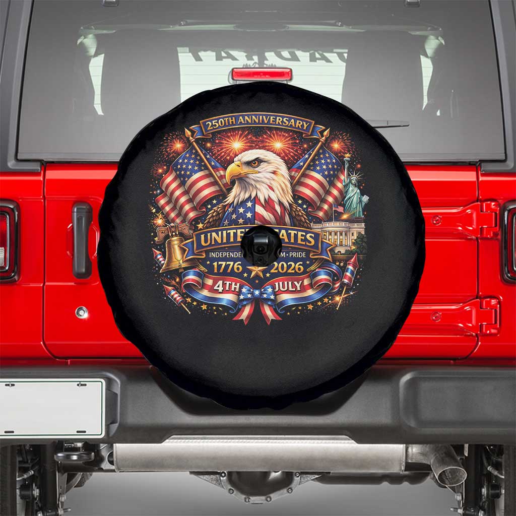 250 Years Of Freedom America Spare Tire Cover USA Independence 250th Anniversary 1776 2026 Patriotic Eagle Flag