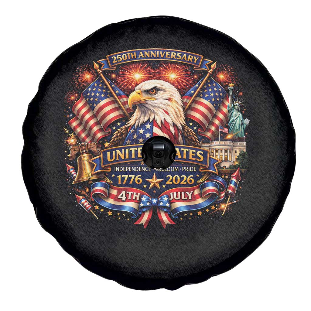 250 Years Of Freedom America Spare Tire Cover USA Independence 250th Anniversary 1776 2026 Patriotic Eagle Flag