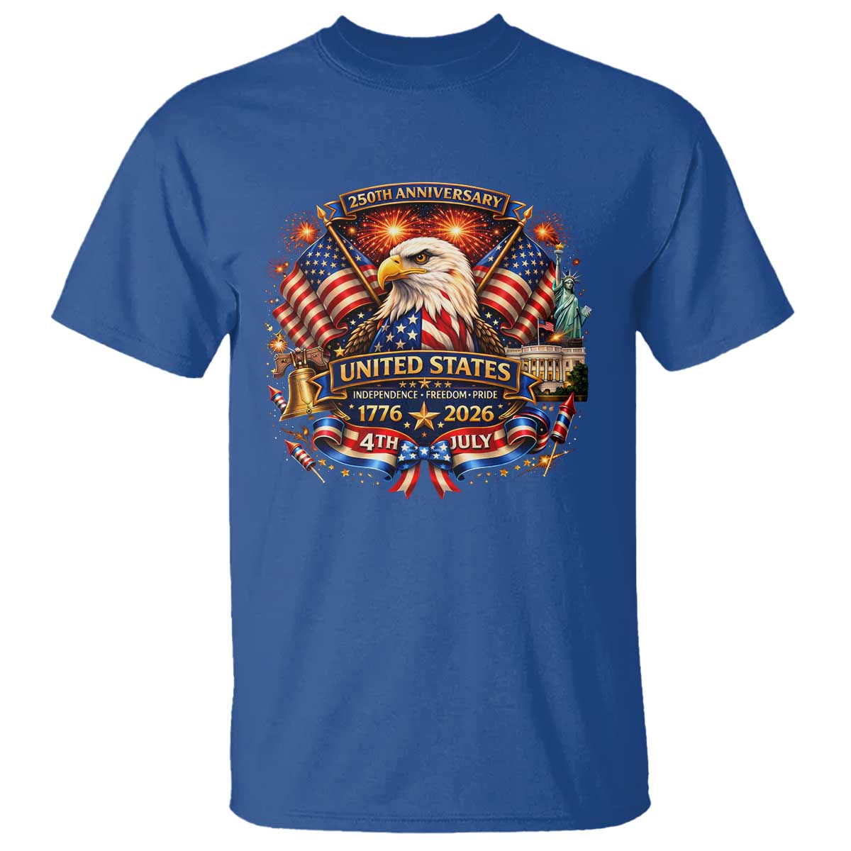 250 Years Of Freedom America T Shirt USA Independence 250th Anniversary 1776 2026 Patriotic Eagle Flag