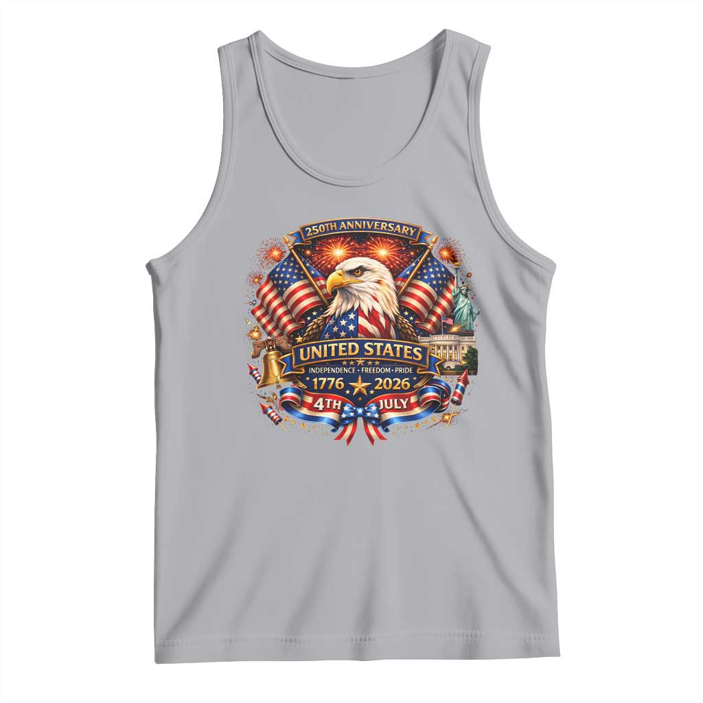 250 Years Of Freedom America Tank Top USA Independence 250th Anniversary 1776 2026 Patriotic Eagle Flag