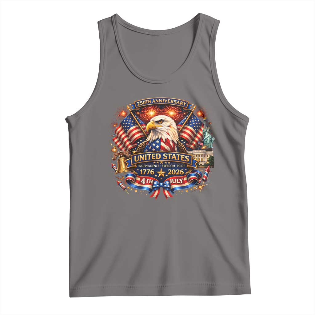 250 Years Of Freedom America Tank Top USA Independence 250th Anniversary 1776 2026 Patriotic Eagle Flag