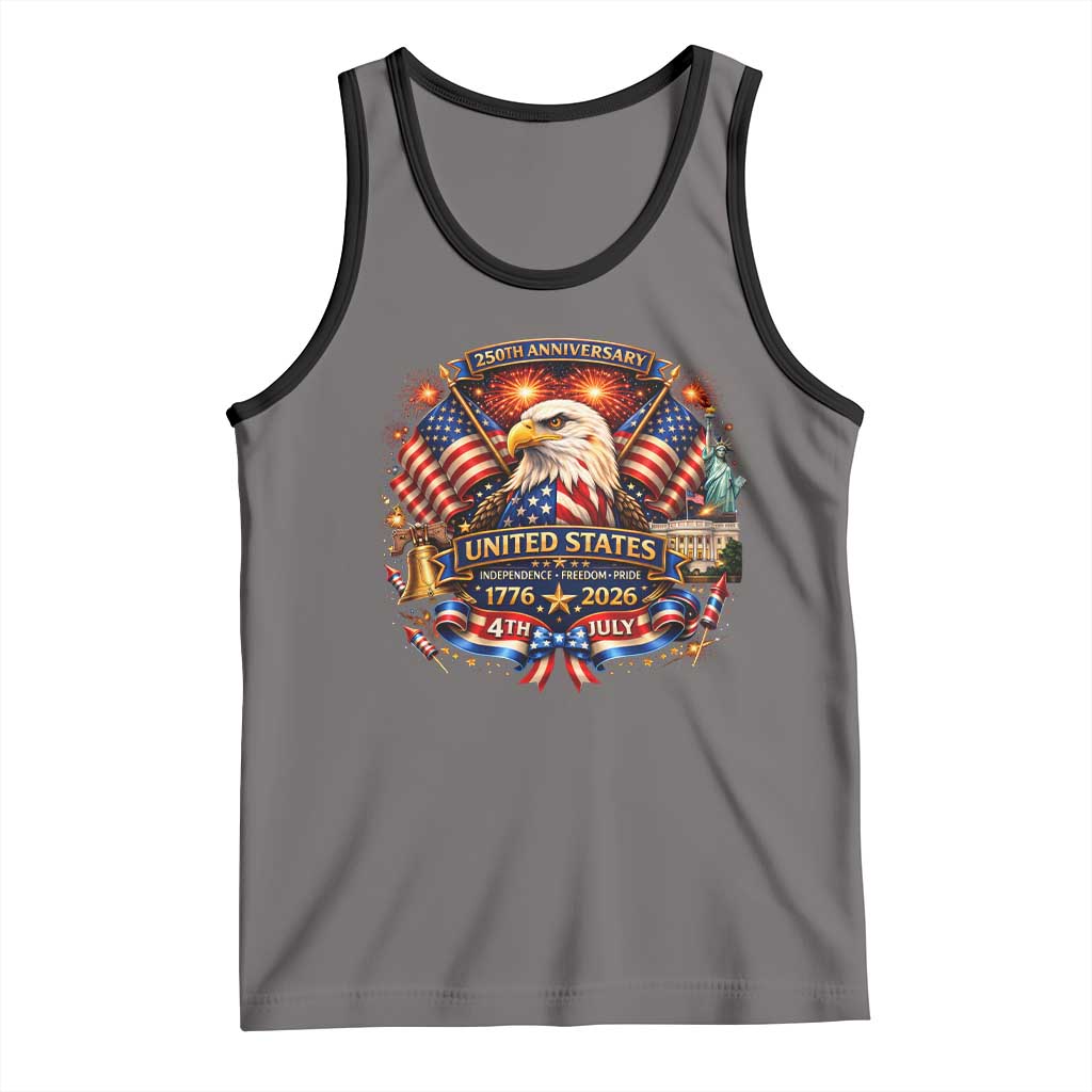 250 Years Of Freedom America Tank Top USA Independence 250th Anniversary 1776 2026 Patriotic Eagle Flag