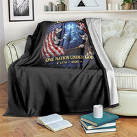 US 250th Anniversary Throw Blanket 250 Years One Nation Under God Christian Patriotic Cross USA Flag