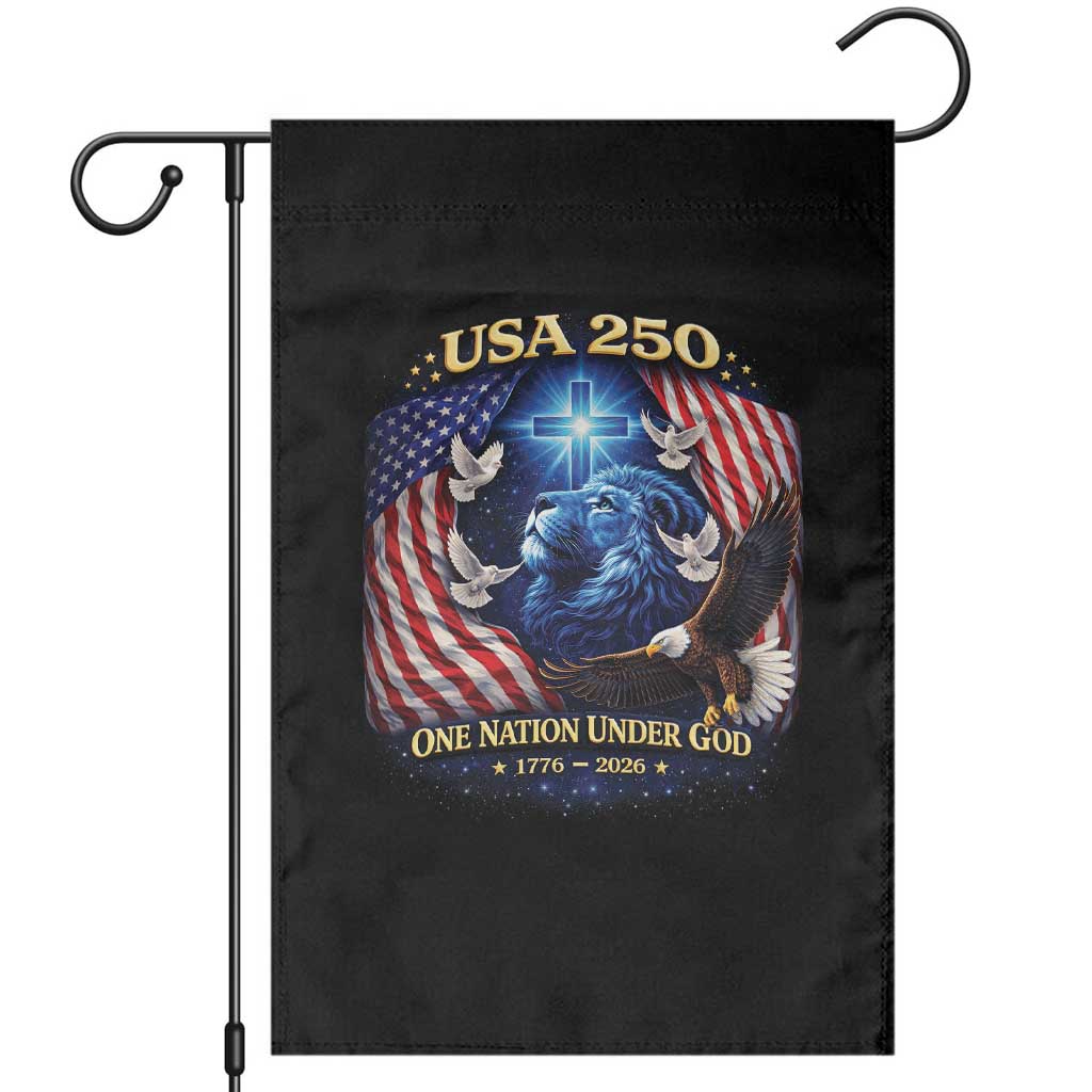 US 250th Anniversary Garden Flag 250 Years One Nation Under God Christian Patriotic Cross USA Flag