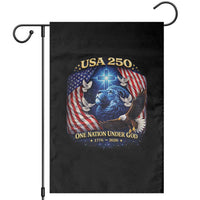US 250th Anniversary Garden Flag 250 Years One Nation Under God Christian Patriotic Cross USA Flag