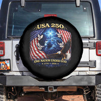 US 250th Anniversary Spare Tire Cover 250 Years One Nation Under God Christian Patriotic Cross USA Flag