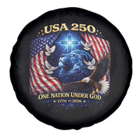 US 250th Anniversary Spare Tire Cover 250 Years One Nation Under God Christian Patriotic Cross USA Flag