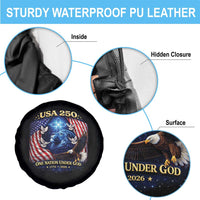 US 250th Anniversary Spare Tire Cover 250 Years One Nation Under God Christian Patriotic Cross USA Flag