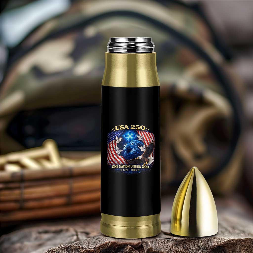US 250th Anniversary Bullet Tumbler 250 Years One Nation Under God Christian Patriotic Cross USA Flag
