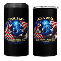 US 250th Anniversary 4 in 1 Can Cooler Tumbler 250 Years One Nation Under God Christian Patriotic Cross USA Flag