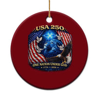 US 250th Anniversary Ceramic Ornament 250 Years One Nation Under God Christian Patriotic Cross USA Flag