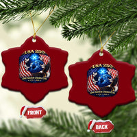 US 250th Anniversary Ceramic Ornament 250 Years One Nation Under God Christian Patriotic Cross USA Flag