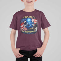 US 250th Anniversary T Shirt For Kid 250 Years One Nation Under God Christian Patriotic Cross USA Flag