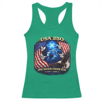 US 250th Anniversary Racerback Tank Top 250 Years One Nation Under God Christian Patriotic Cross USA Flag