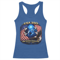 US 250th Anniversary Racerback Tank Top 250 Years One Nation Under God Christian Patriotic Cross USA Flag