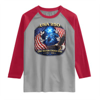 US 250th Anniversary Raglan Shirt 250 Years One Nation Under God Christian Patriotic Cross USA Flag