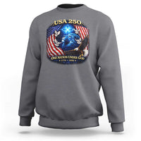 US 250th Anniversary Sweatshirt 250 Years One Nation Under God Christian Patriotic Cross USA Flag