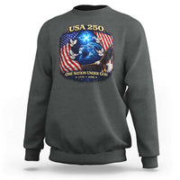 US 250th Anniversary Sweatshirt 250 Years One Nation Under God Christian Patriotic Cross USA Flag
