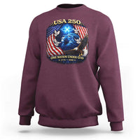 US 250th Anniversary Sweatshirt 250 Years One Nation Under God Christian Patriotic Cross USA Flag