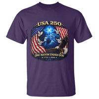 US 250th Anniversary T Shirt 250 Years One Nation Under God Christian Patriotic Cross USA Flag